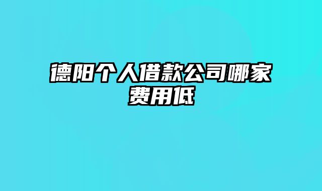 德阳个人借款公司哪家费用低