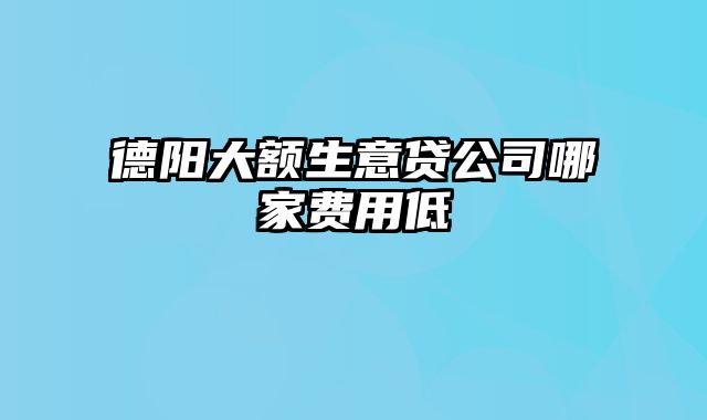 德阳大额生意贷公司哪家费用低