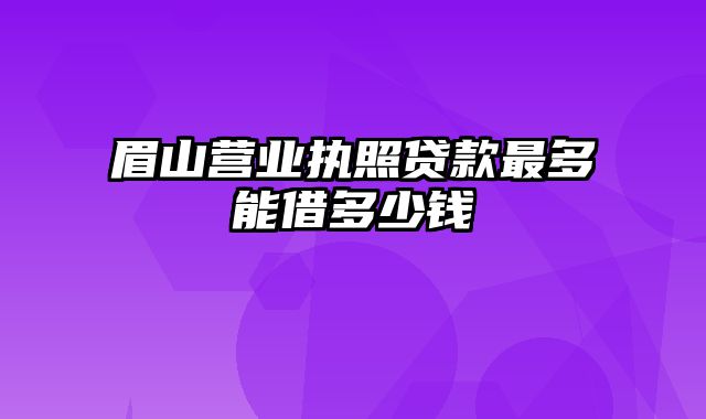 眉山营业执照贷款最多能借多少钱