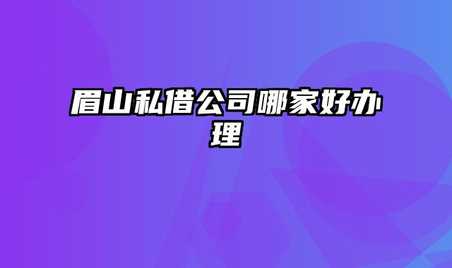 眉山私借公司哪家好办理