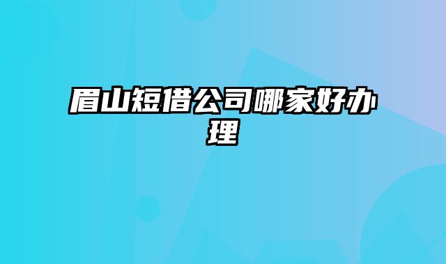 眉山短借公司哪家好办理