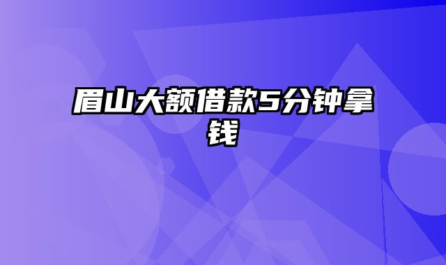 眉山大额借款5分钟拿钱