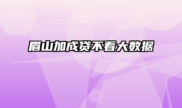 眉山加成贷不看大数据