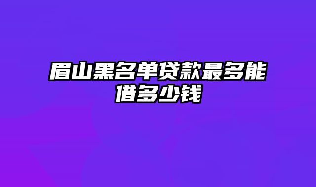 眉山黑名单贷款最多能借多少钱