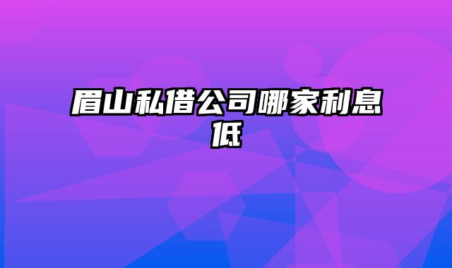 眉山私借公司哪家利息低