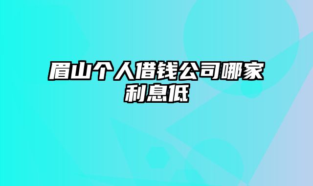 眉山个人借钱公司哪家利息低