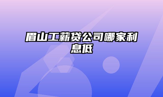 眉山工薪贷公司哪家利息低