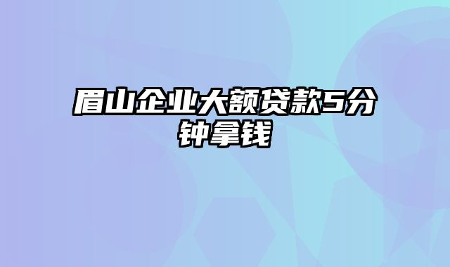 眉山企业大额贷款5分钟拿钱