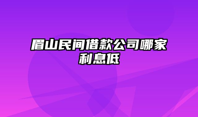 眉山民间借款公司哪家利息低