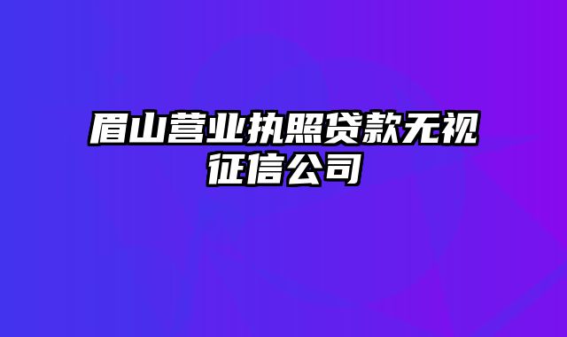 眉山营业执照贷款无视征信公司