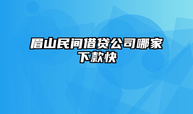 眉山民间借贷公司哪家下款快