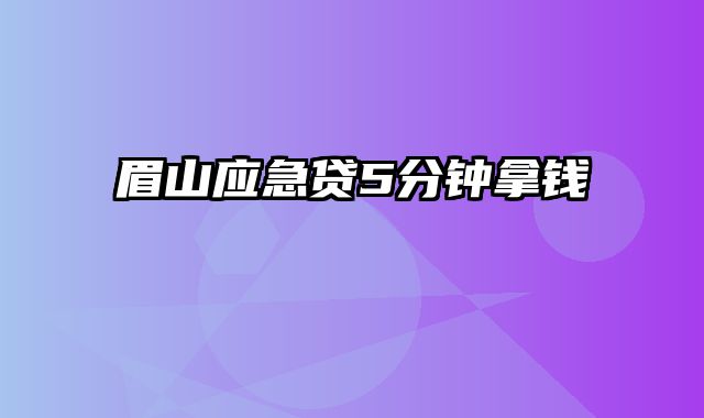 眉山应急贷5分钟拿钱