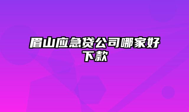 眉山应急贷公司哪家好下款