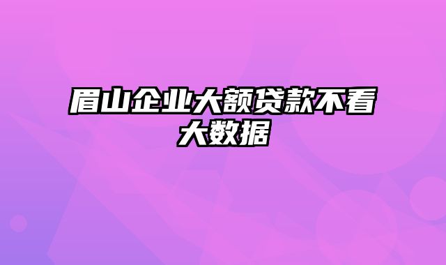 眉山企业大额贷款不看大数据