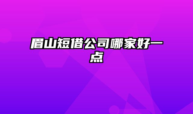 眉山短借公司哪家好一点