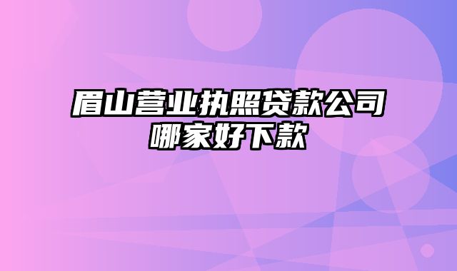 眉山营业执照贷款公司哪家好下款