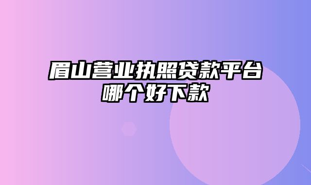 眉山营业执照贷款平台哪个好下款