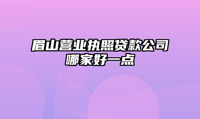 眉山营业执照贷款公司哪家好一点