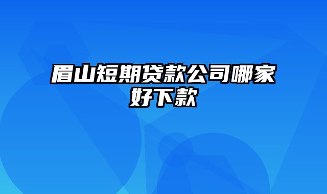 眉山短期贷款公司哪家好下款