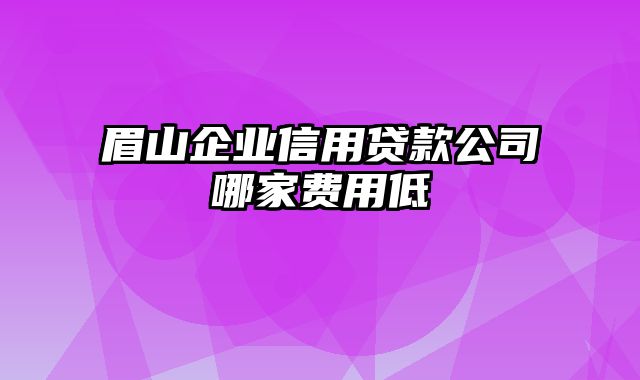 眉山企业信用贷款公司哪家费用低