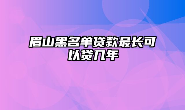 眉山黑名单贷款最长可以贷几年