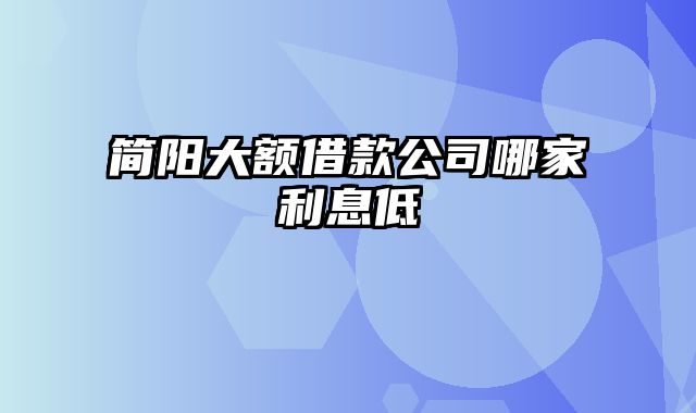 简阳大额借款公司哪家利息低