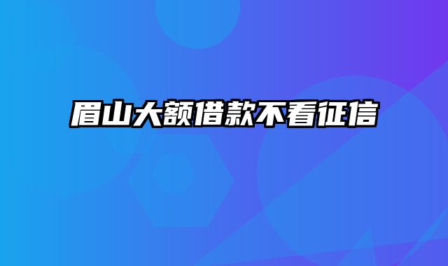 眉山大额借款不看征信