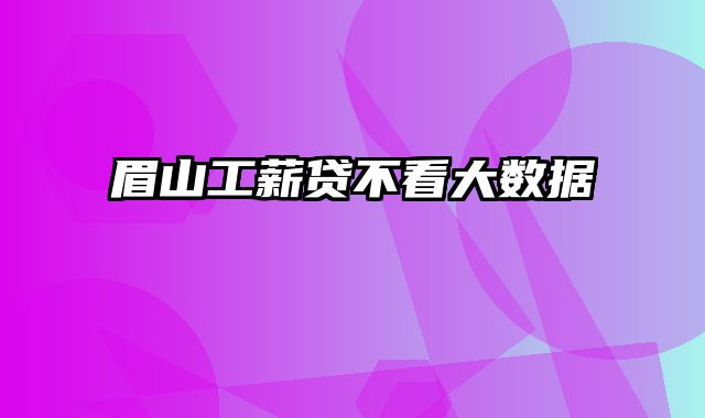 眉山工薪贷不看大数据