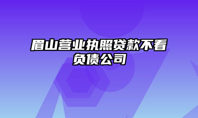 眉山营业执照贷款不看负债公司