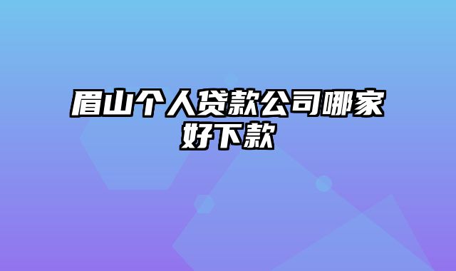 眉山个人贷款公司哪家好下款