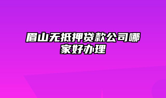 眉山无抵押贷款公司哪家好办理