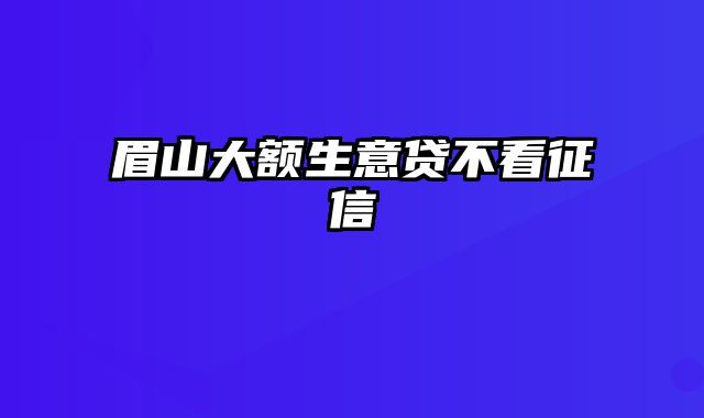 眉山大额生意贷不看征信