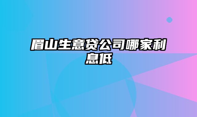 眉山生意贷公司哪家利息低