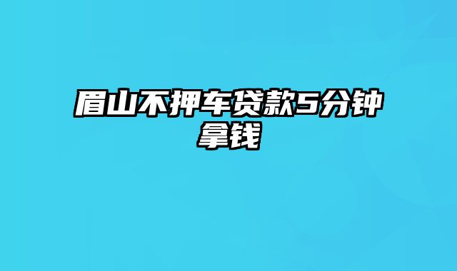 眉山不押车贷款5分钟拿钱