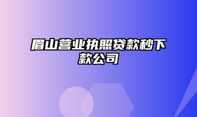 眉山营业执照贷款秒下款公司