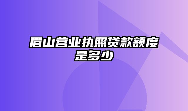 眉山营业执照贷款额度是多少