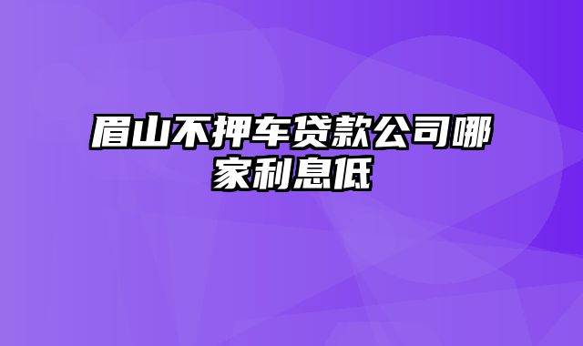 眉山不押车贷款公司哪家利息低