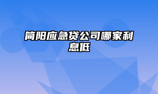 简阳应急贷公司哪家利息低