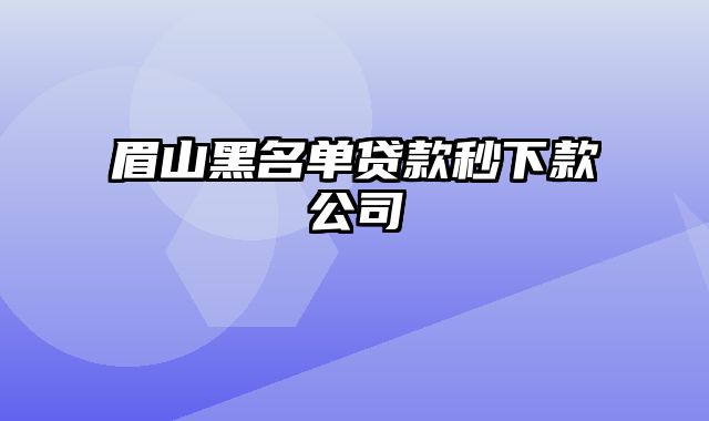 眉山黑名单贷款秒下款公司