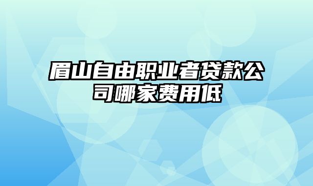 眉山自由职业者贷款公司哪家费用低