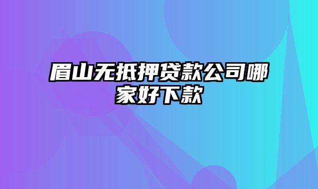 眉山无抵押贷款公司哪家好下款