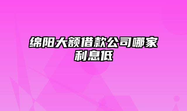 绵阳大额借款公司哪家利息低