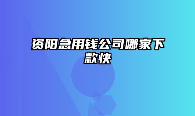 资阳急用钱公司哪家下款快