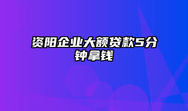 资阳企业大额贷款5分钟拿钱