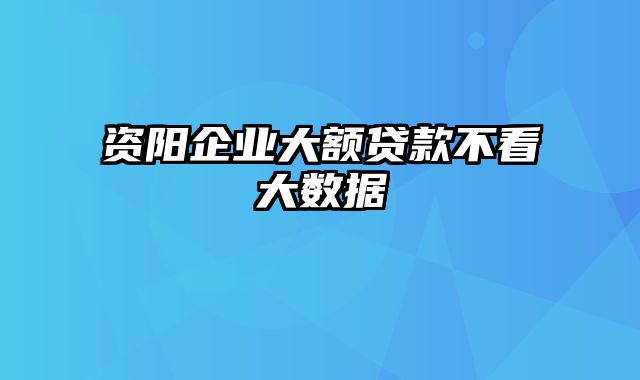 资阳企业大额贷款不看大数据