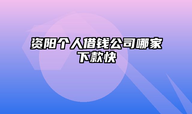 资阳个人借钱公司哪家下款快