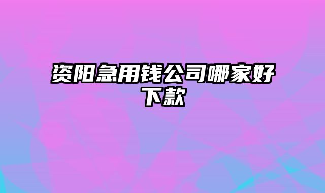 资阳急用钱公司哪家好下款