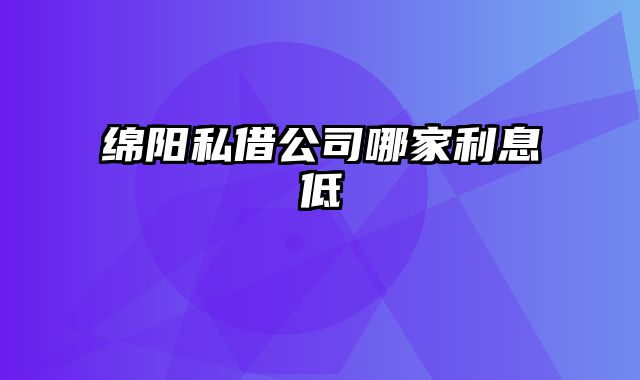 绵阳私借公司哪家利息低