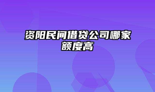 资阳民间借贷公司哪家额度高