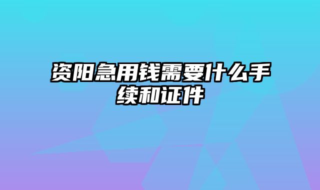 资阳急用钱需要什么手续和证件